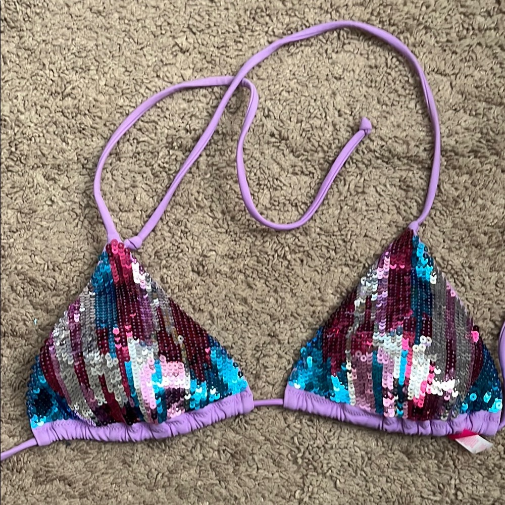 Purple Triangle Bikini Top